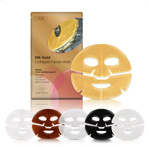 Masque Hydrogel Collagène 24K - Disponible en Plusieurs Couleurs ( Or, Noir, Blanc, Marron, Thé Vert, Rose, Transparent